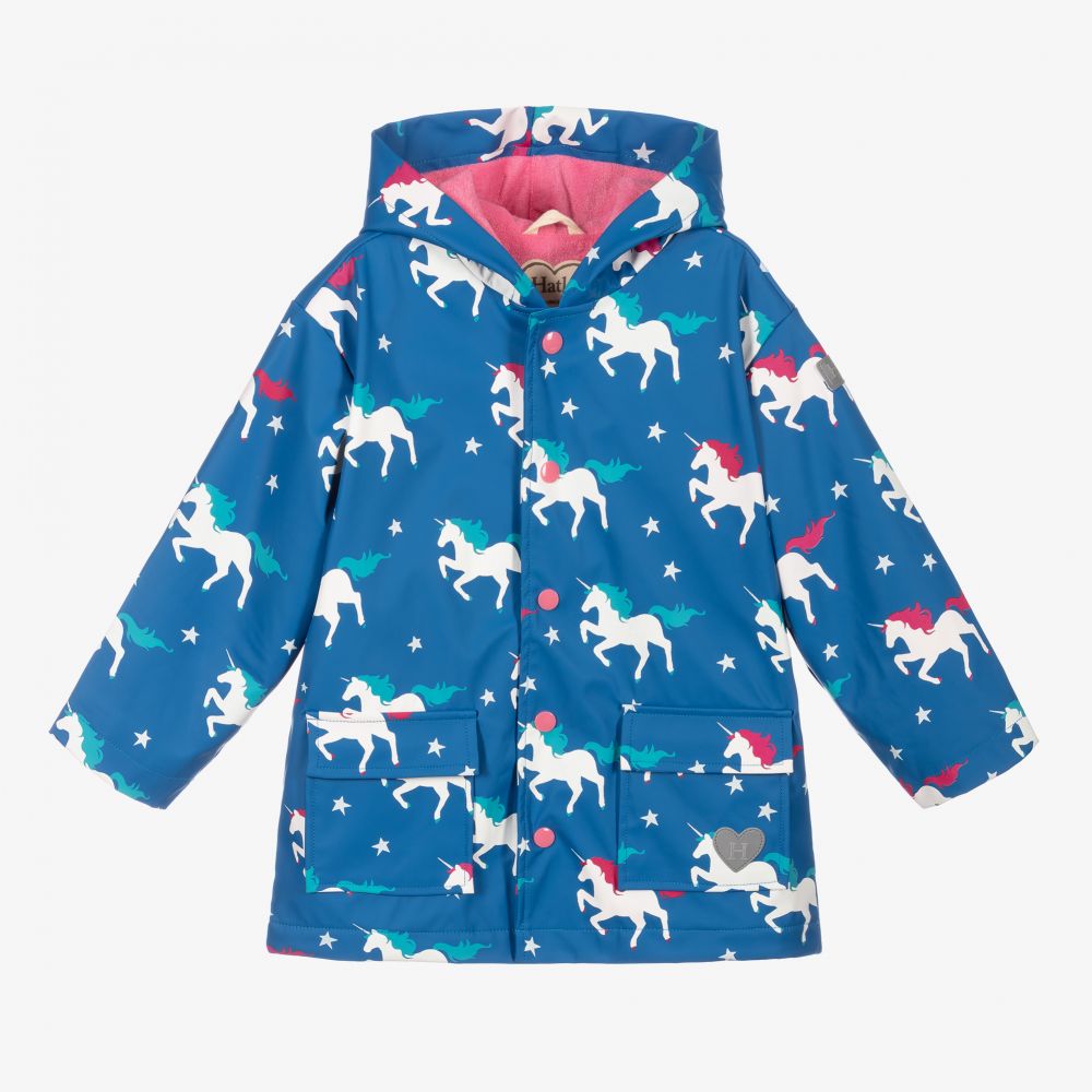 Hatley - Blaue Regenjacke mit Einhörnern | Childrensalon