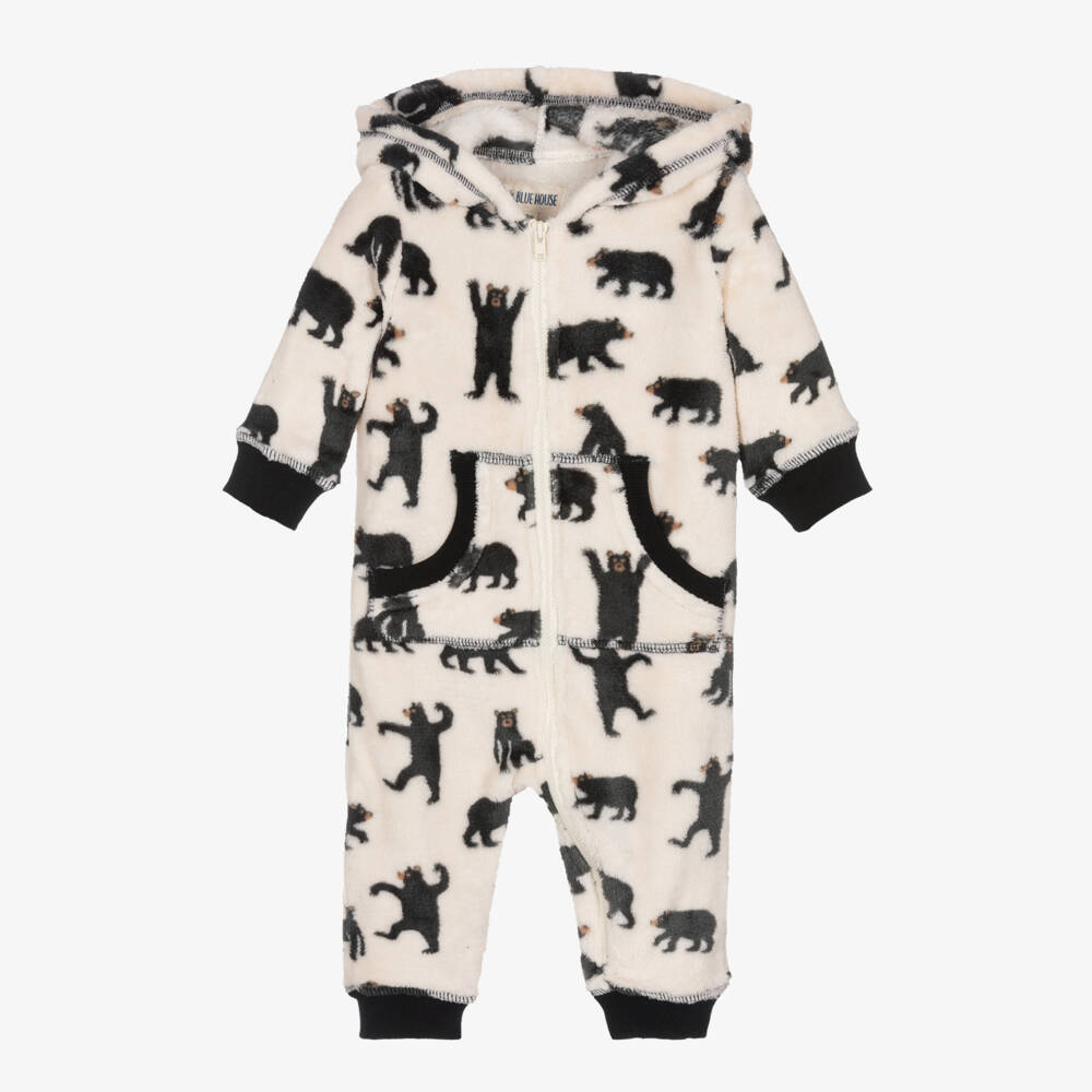 Hatley-رومبر دافئ بلون العاج للأولاد بتصميم دب | Childrensalon Outlet