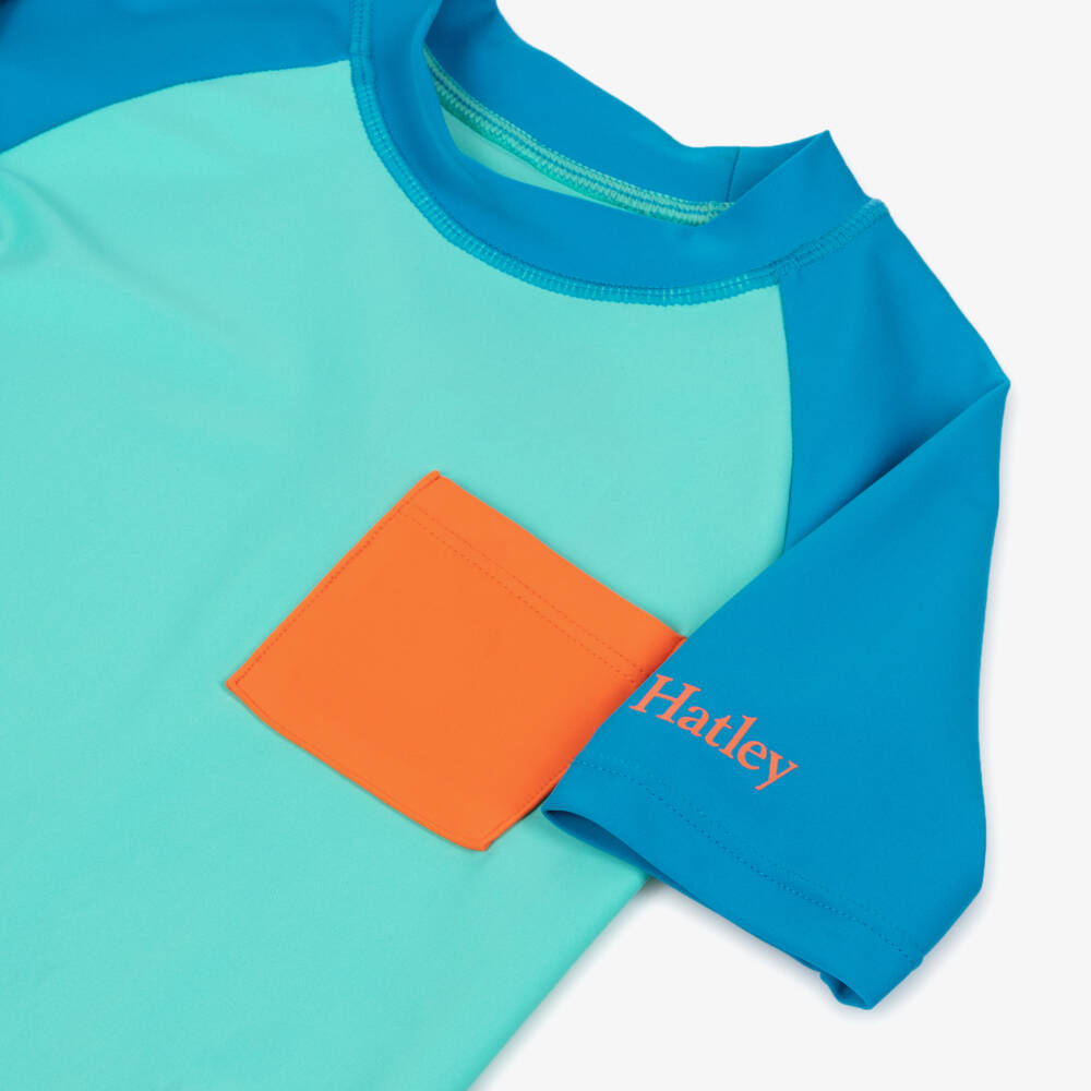 Hatley-Boys Aqua Colorblock Sun Top | Childrensalon Outlet