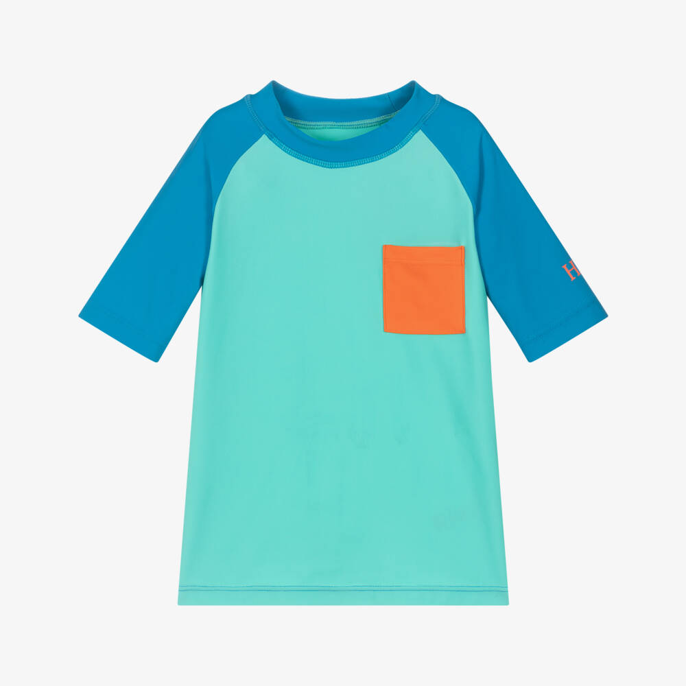 Hatley-Boys Aqua Colorblock Sun Top | Childrensalon Outlet