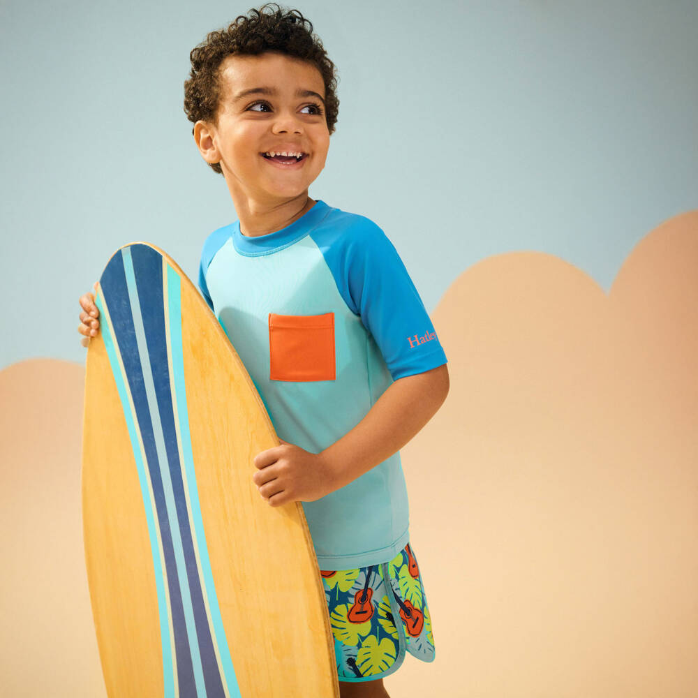 Hatley-Boys Aqua Colorblock Sun Top | Childrensalon Outlet
