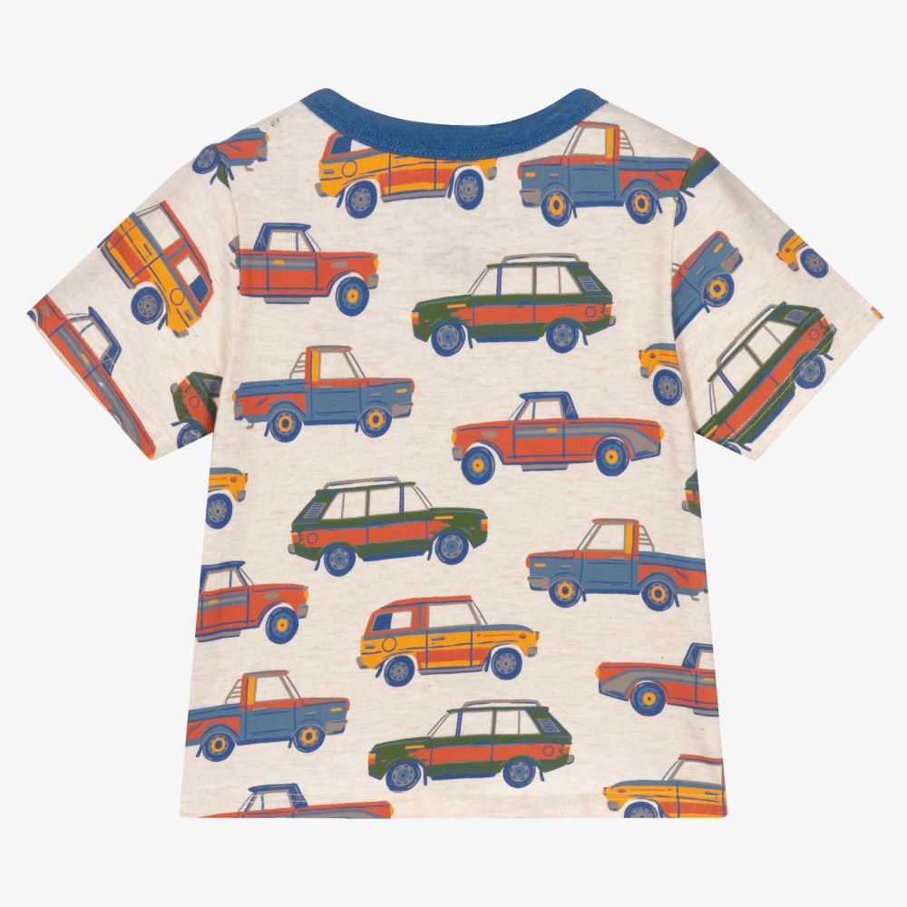 Hatley-Boys Beige Cotton Cars T-Shirt | Childrensalon Outlet