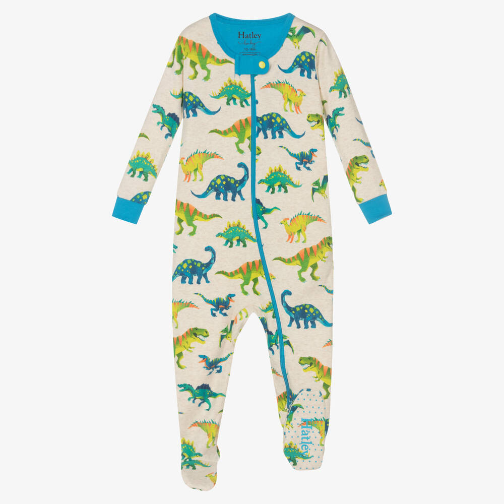 Hatley-Boys Beige Dinosaur Babygrow | Childrensalon Outlet