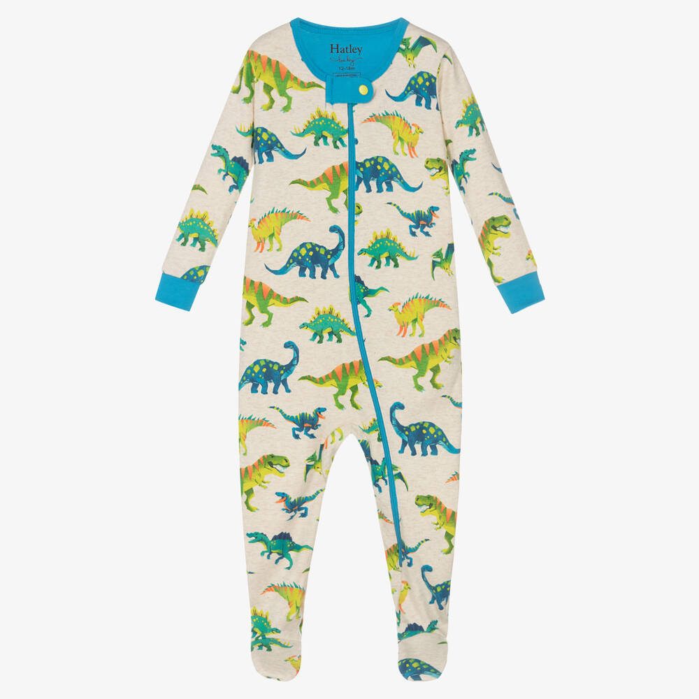 Hatley-Boys Beige Dinosaur Babygrow | Childrensalon Outlet