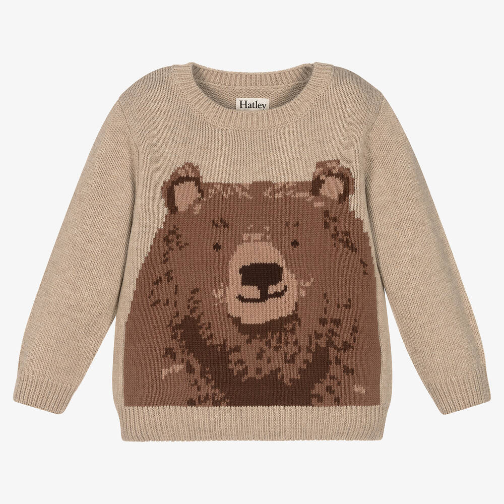 Hatley - Boys Beige Knitted Bear Sweater | Childrensalon