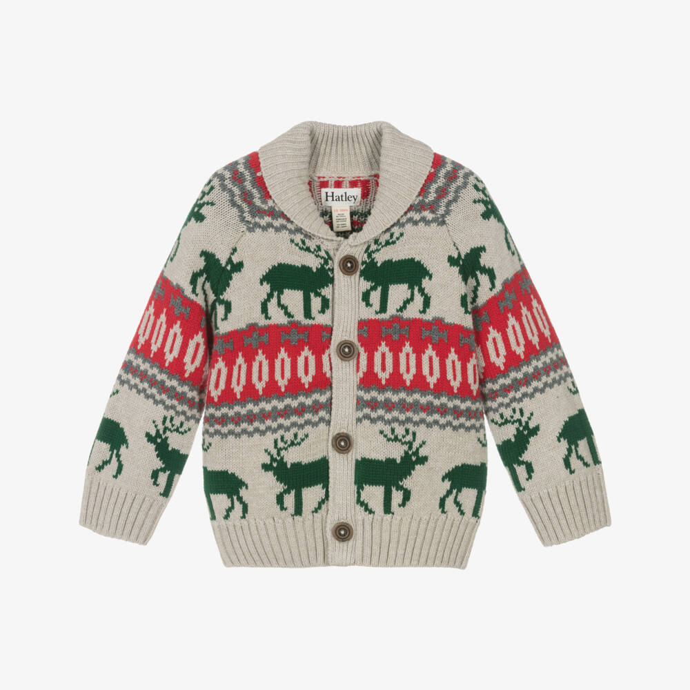 Hatley-كارديغان شتوي محبوك بيج للأولاد | Childrensalon Outlet