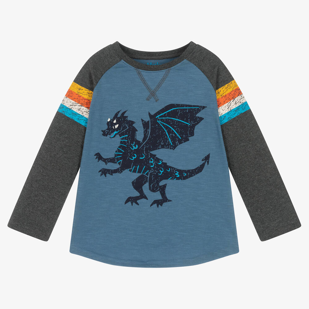 Hatley - Haut bleu en coton dragons garçon | Childrensalon