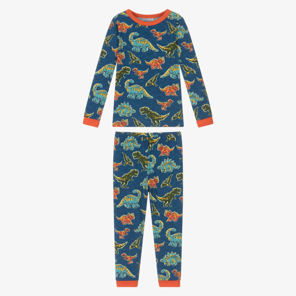 Hatley-Boys Blue Cotton Glow-In-The-Dark Dinosaur Pyjamas | Childrensalon Outlet