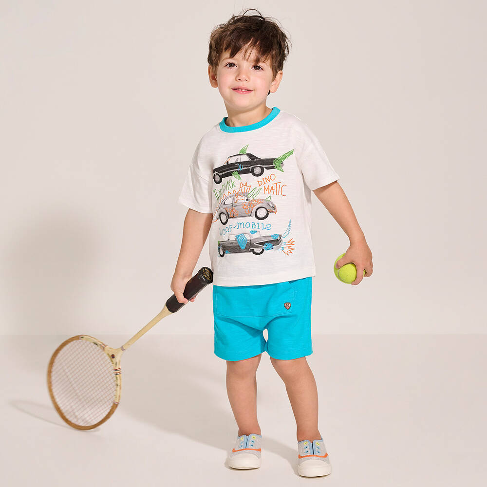 Hatley-شورت قطن جيرسي لون أزرق تركواز للأولاد | Childrensalon Outlet