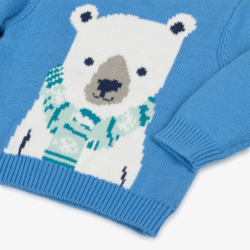 Hatley-Свитер синий вязаный с медведем для мальчиков | Childrensalon Outlet