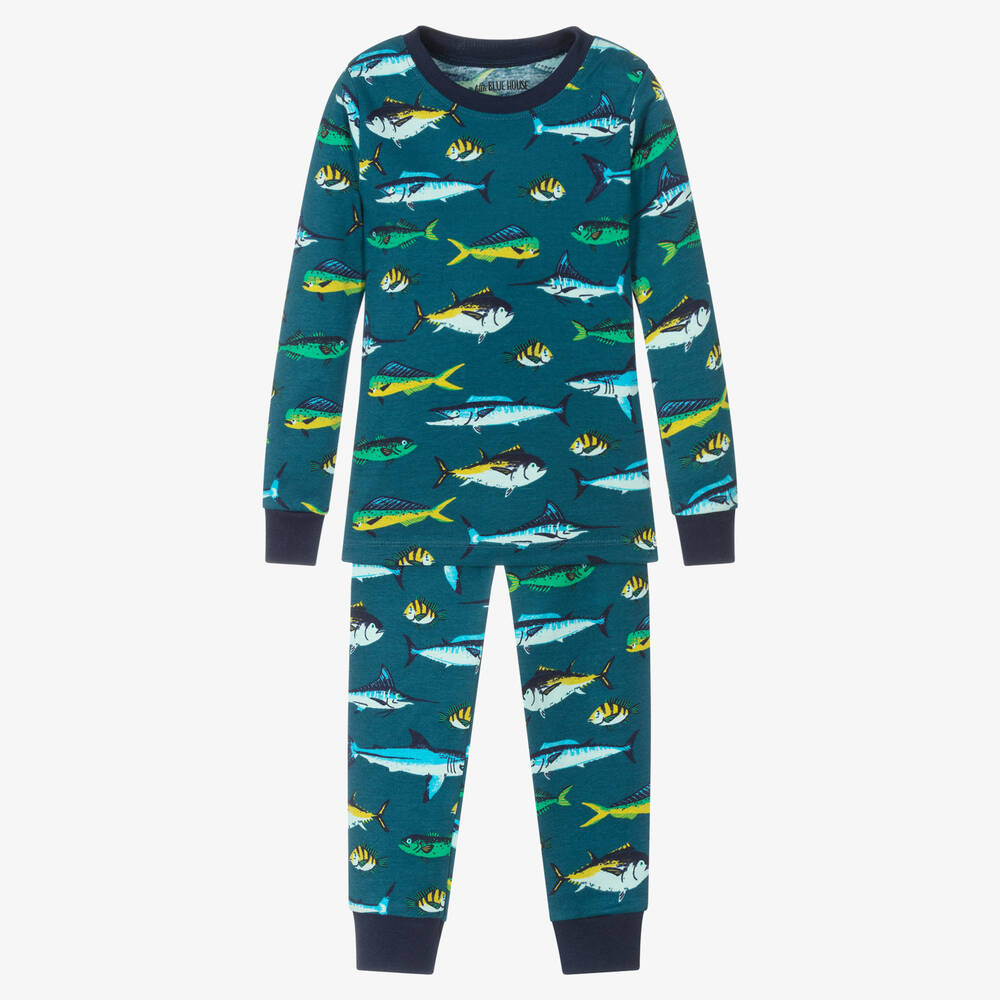 Little Blue House by Hatley-Boys Blue Cotton Pyjamas | Childrensalon Outlet