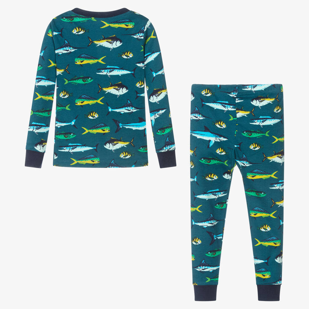 Little Blue House by Hatley-بيجاما قطن جيرسي لون أزرق تركواز للأولاد | Childrensalon Outlet