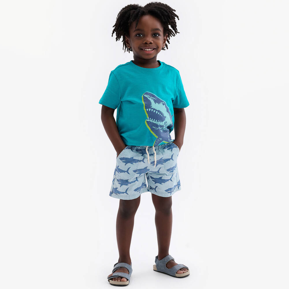 Hatley-شورت قطن لون أزرق للأولاد | Childrensalon Outlet