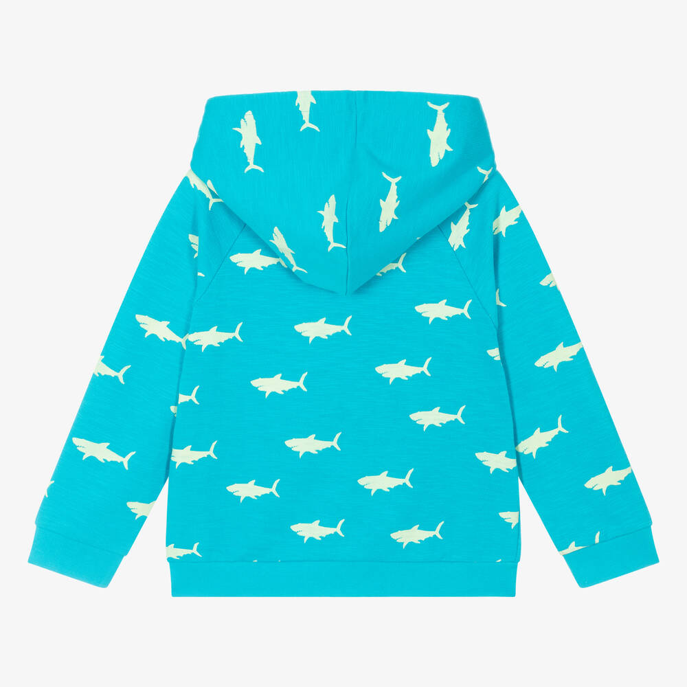 Hatley Boys Blue Cotton Shark Zip Up Hoodie