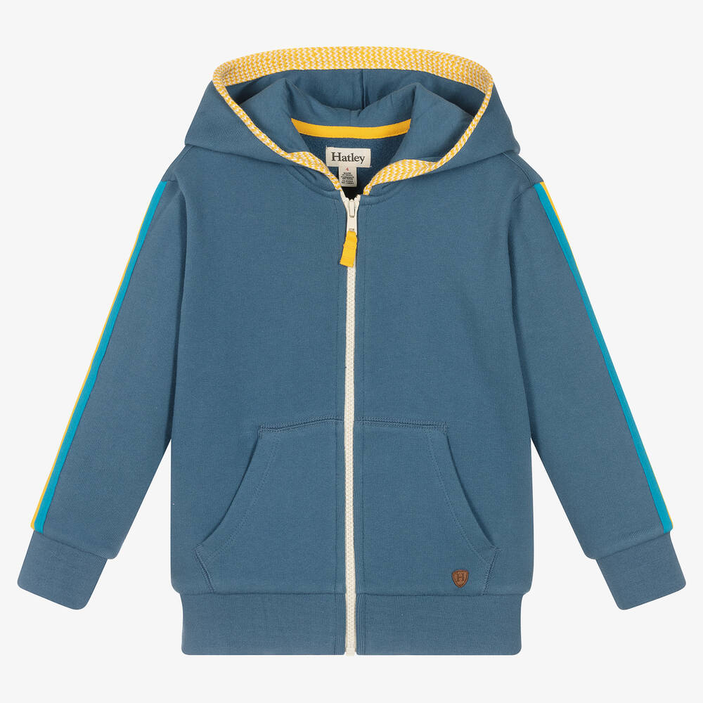 Hatley - Blaues Streifen-Baumwolltop mit Zip | Childrensalon