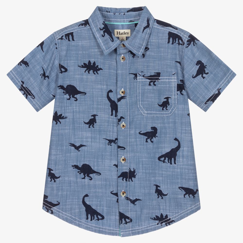 Hatley-Boys Blue Dino Cotton Shirt | Childrensalon Outlet