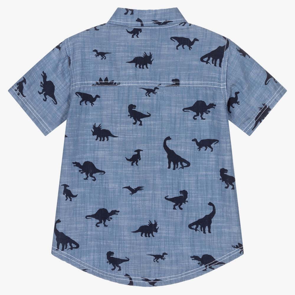 Hatley-Boys Blue Dino Cotton Shirt | Childrensalon Outlet