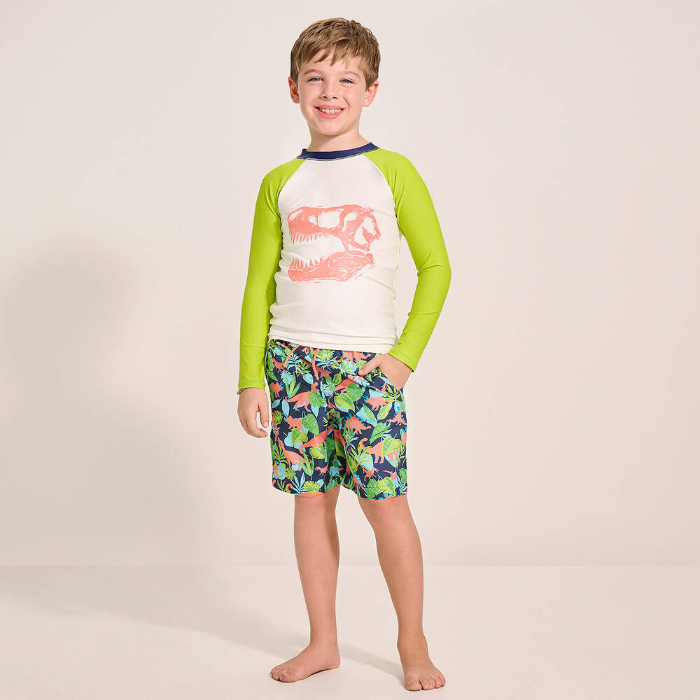 Hatley-Boys Blue Dino Jungle Swim Shorts (UPF50+) | Childrensalon Outlet