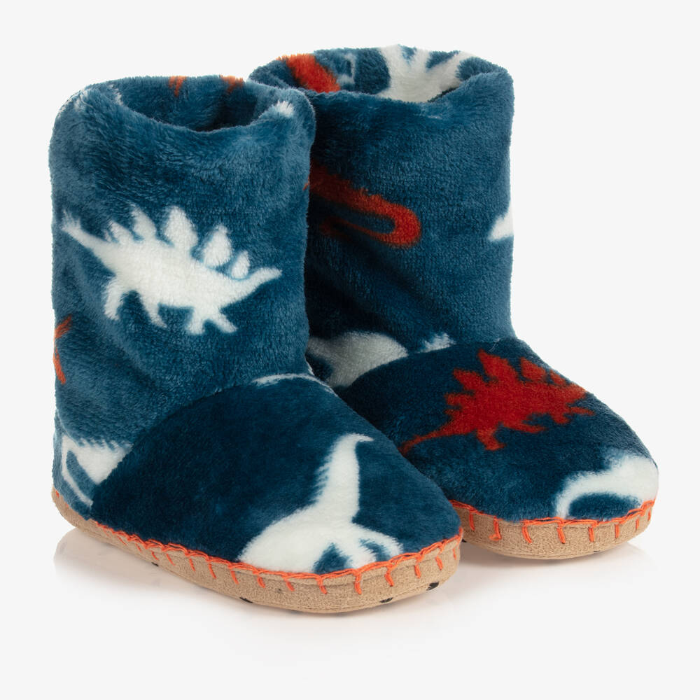 Hatley - Boys Blue Dino Slippers | Childrensalon