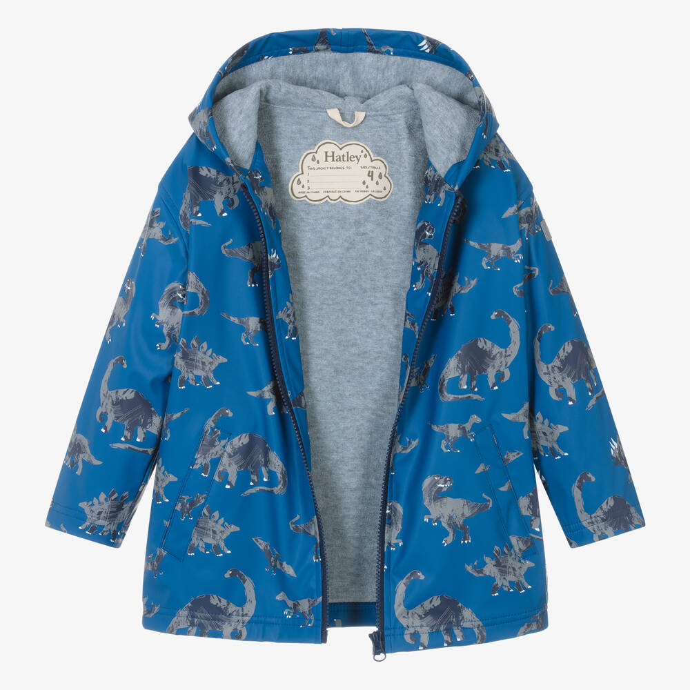 Hatley-Boys Blue Dinosaur Hooded Raincoat | Childrensalon Outlet