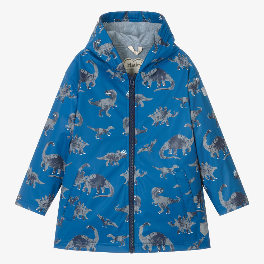 Hatley-Boys Blue Dinosaur Hooded Raincoat | Childrensalon Outlet