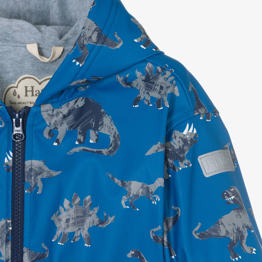 Hatley Boys Blue Dinosaur Hooded Raincoat Childrensalon Outlet