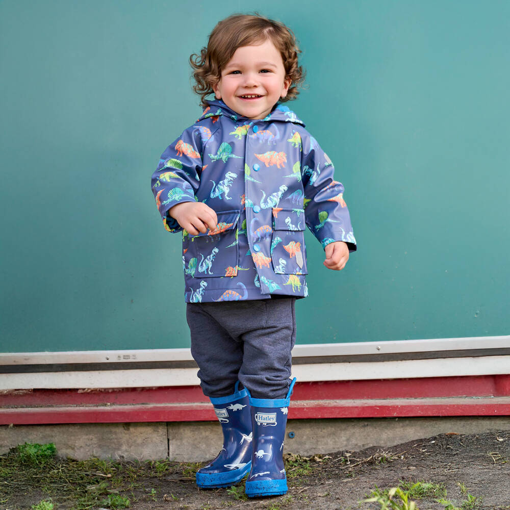 Hatley-Boys Blue Dinosaur Print Raincoat | Childrensalon Outlet