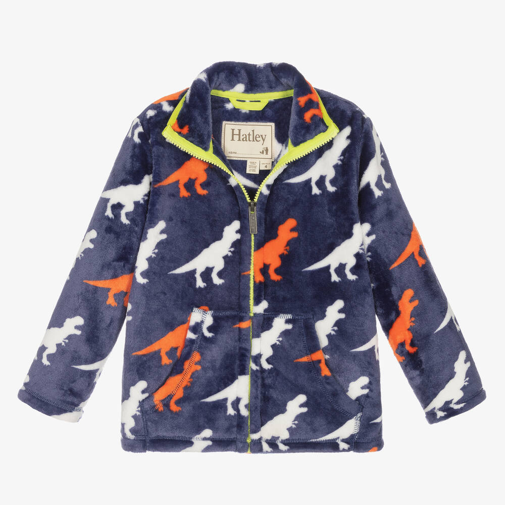 Hatley-Boys Blue Fleece Dinosaur Zip-Up Top | Childrensalon Outlet