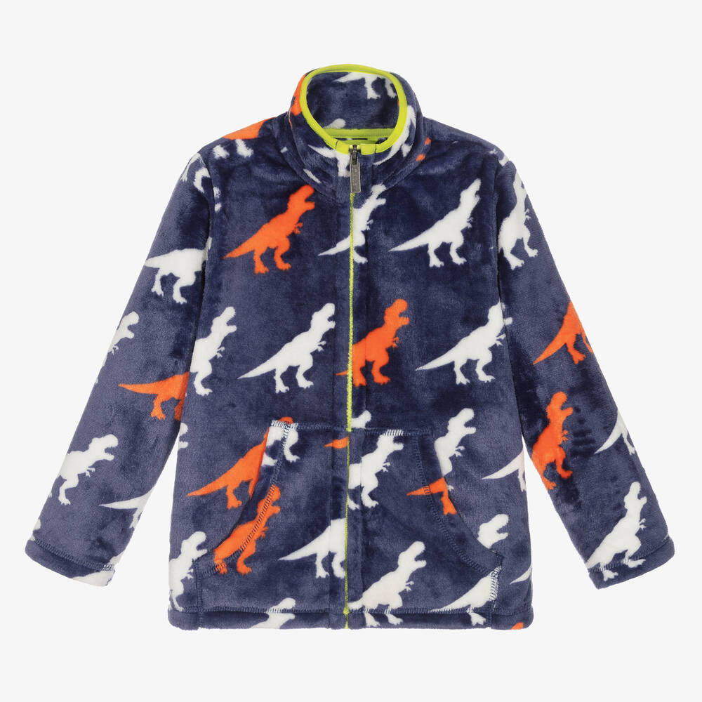 Hatley - Boys Blue Fleece Dinosaur Zip-Up Top | Childrensalon