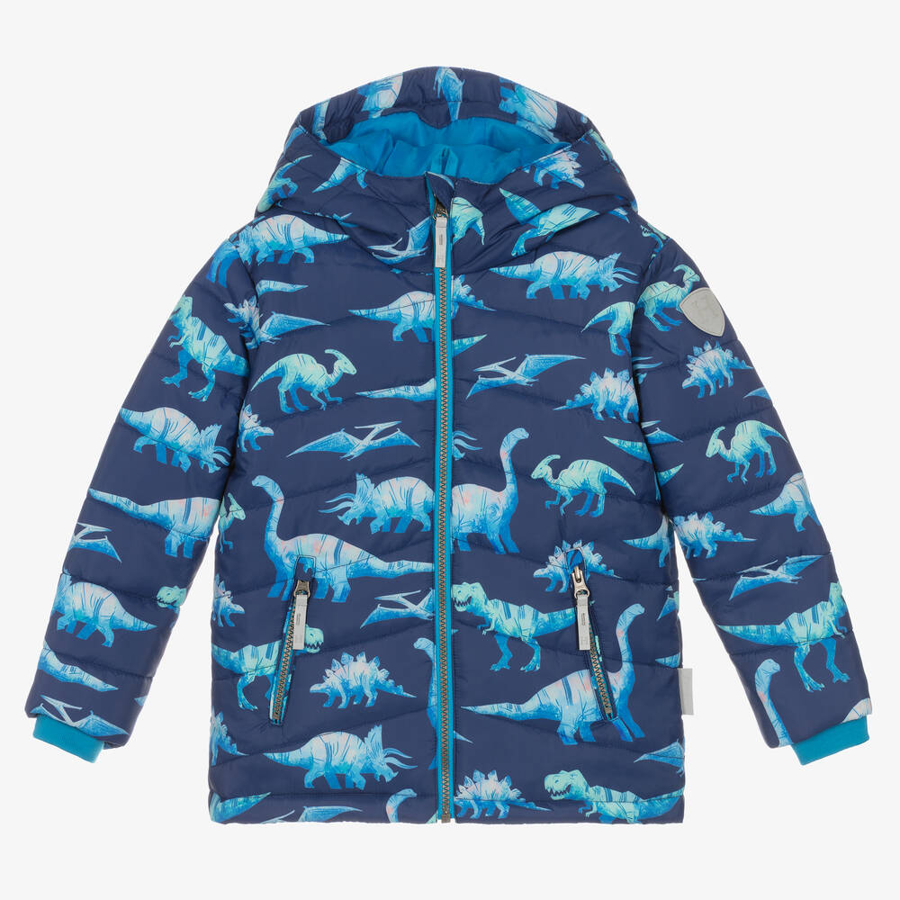 Hatley - Boys Blue Imagine Dinos Puffer Coat | Childrensalon