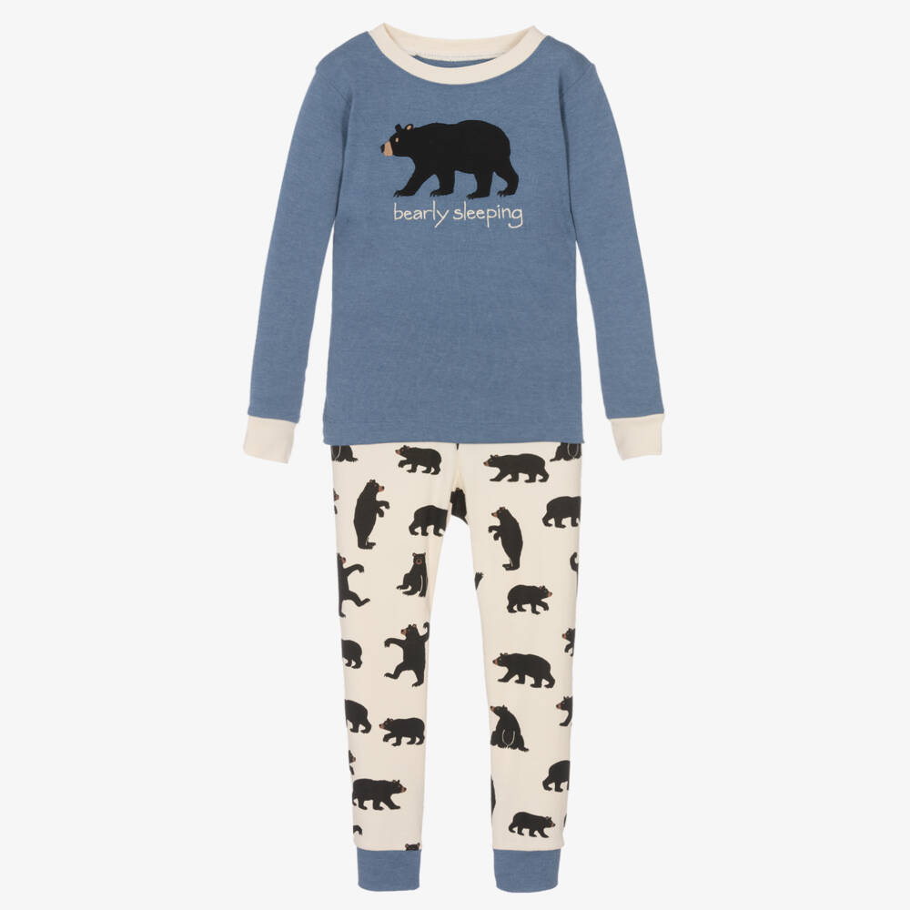 Little Blue House by Hatley-Boys Blue & Ivory Cotton Bear Pyjamas | Childrensalon Outlet
