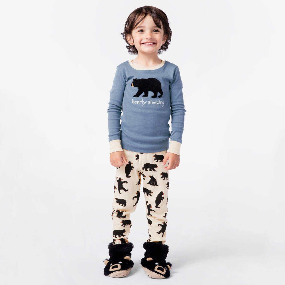 Little Blue House by Hatley-Boys Blue & Ivory Cotton Bear Pyjamas | Childrensalon Outlet