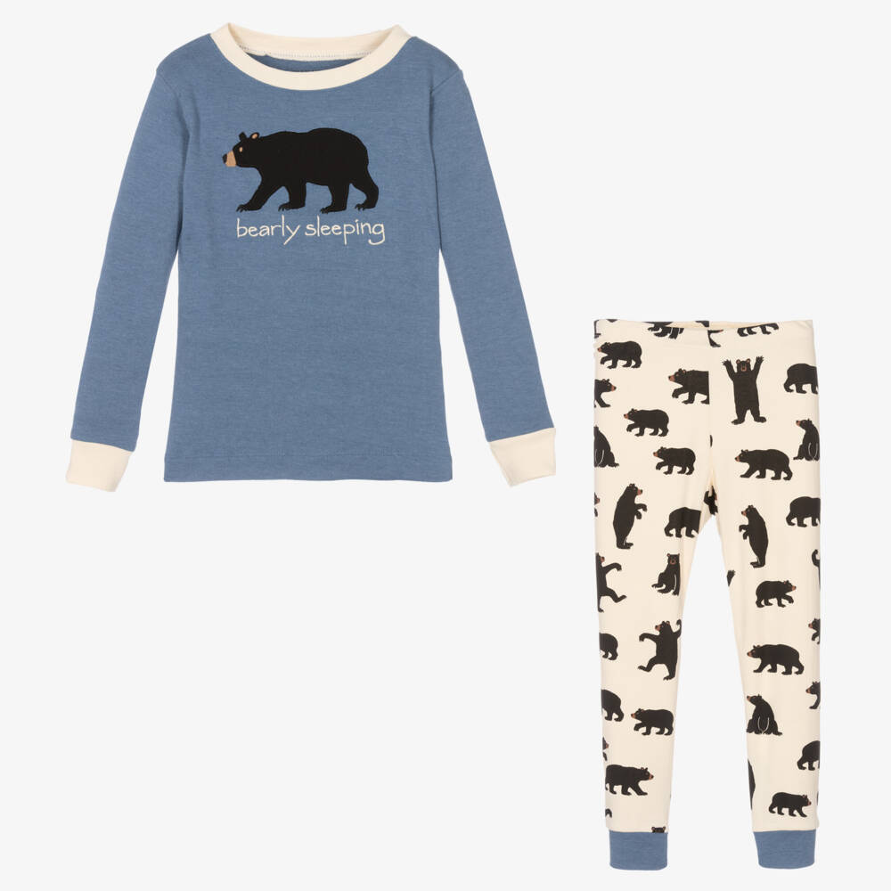 Little Blue House by Hatley-Boys Blue & Ivory Cotton Bear Pyjamas | Childrensalon Outlet