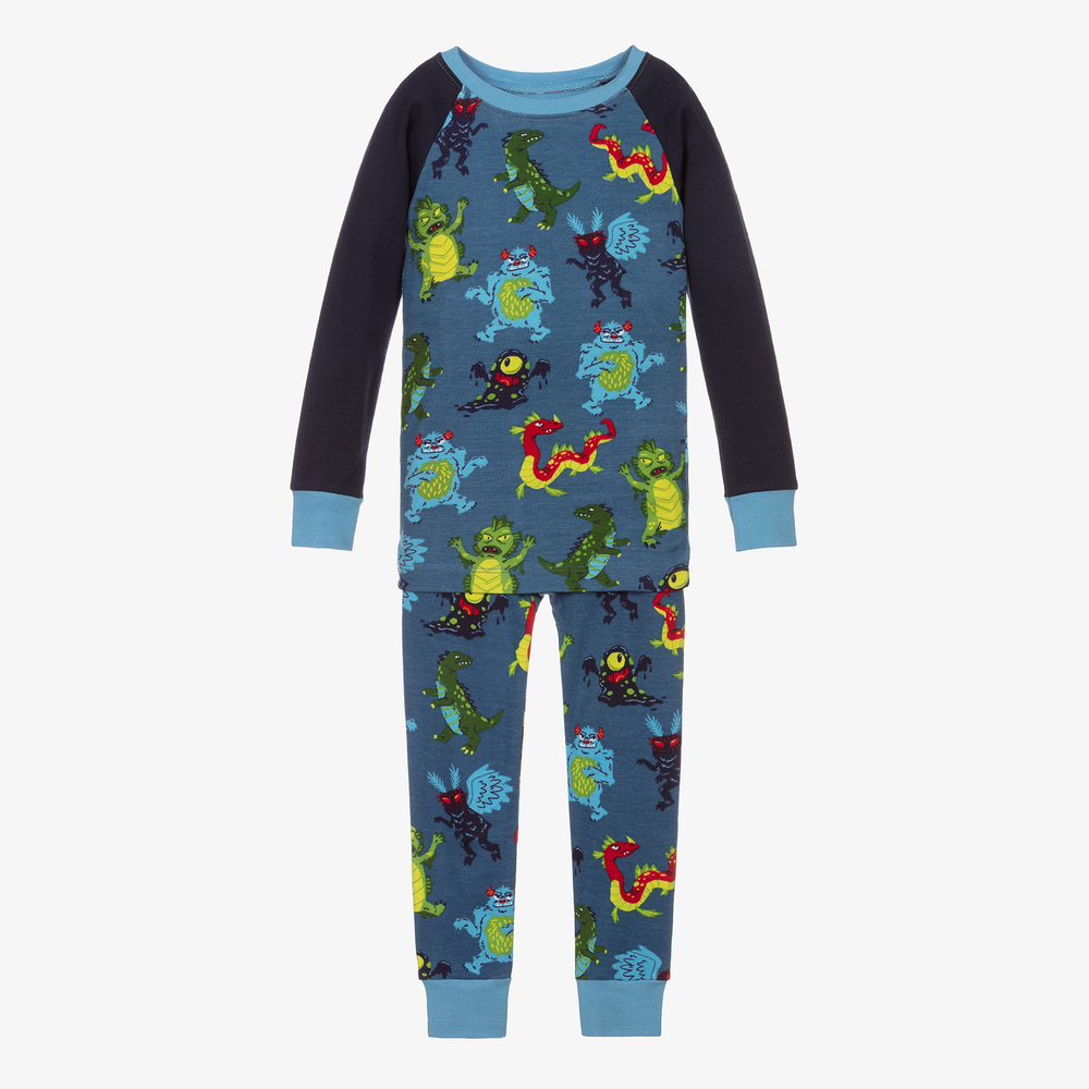 Hatley - Blauer Schlafanzug mit Monstermotiv (J) | Childrensalon