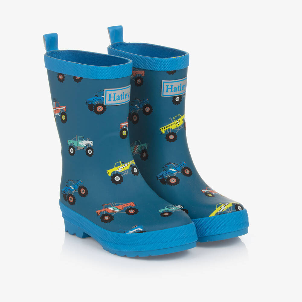 Hatley-Boys Blue Monster Truck Rain Boots | Childrensalon Outlet