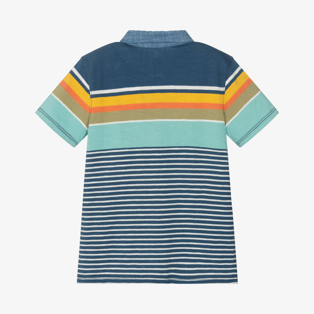 Hatley-Boys Blue Multi-Stripe Cotton Polo | Childrensalon Outlet