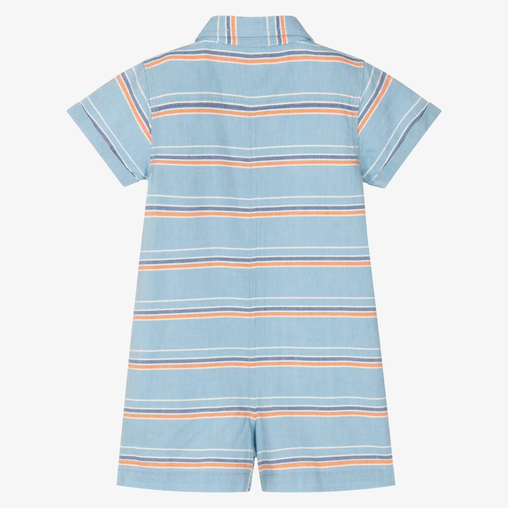 Hatley-Boys' Blue Oxford Stripe Romper | Childrensalon Outlet