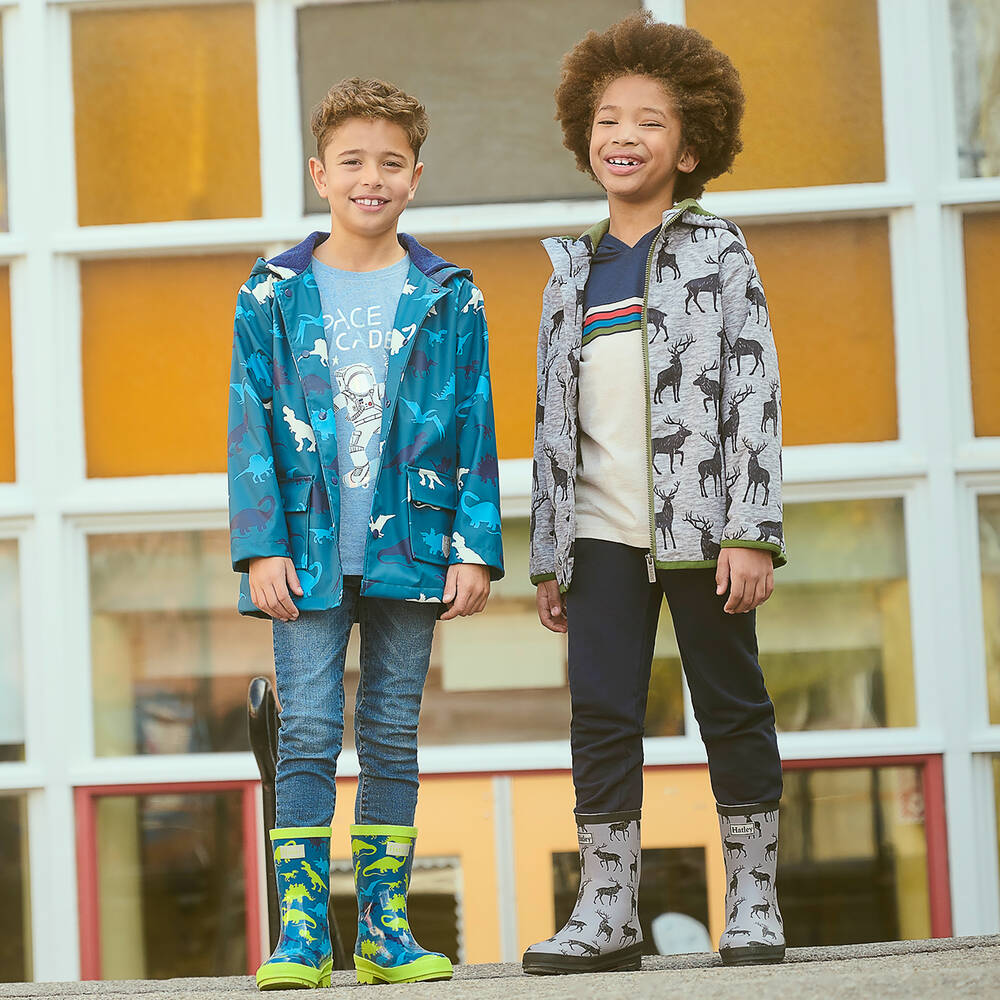 Hatley Boys Blue Real Dinos Rain Boots Socks Childrensalon Outlet