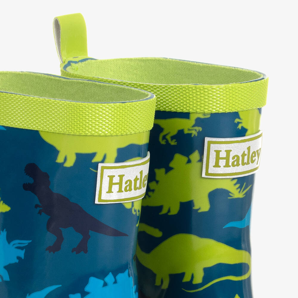 Hatley Boys Blue Real Dinos Rain Boots Socks