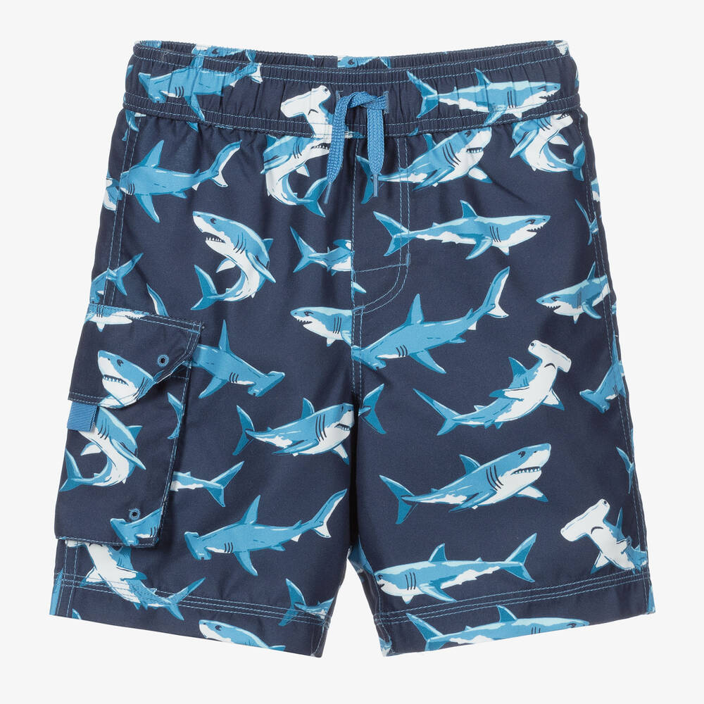 Hatley - Boys Blue Shark Swim Shorts | Childrensalon