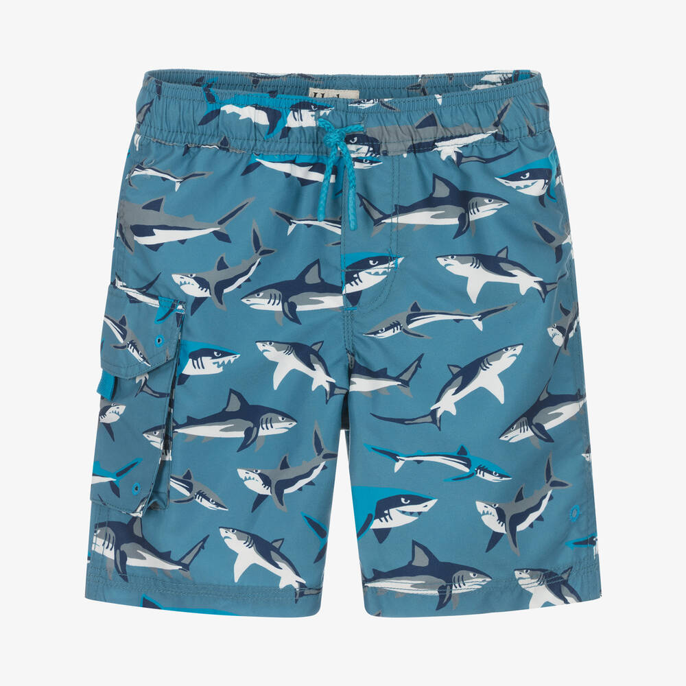 Hatley - Boys Blue Sharks Swim Shorts (UPF50+) | Childrensalon