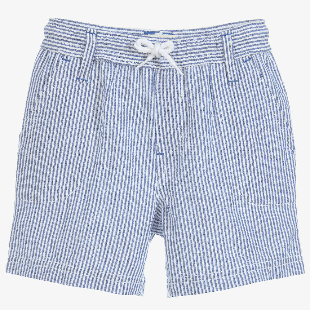 Hatley-Boys Blue Stripe Cotton Shorts | Childrensalon Outlet