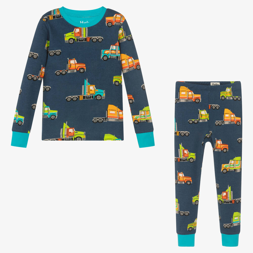Hatley-Boys Blue Truck Cotton Pyjamas | Childrensalon Outlet