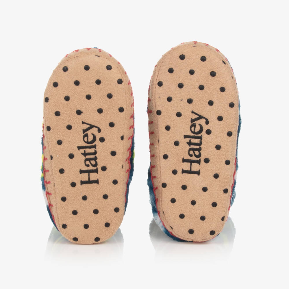 Hatley-Boys Cosy Blue Dino Slippers | Childrensalon Outlet