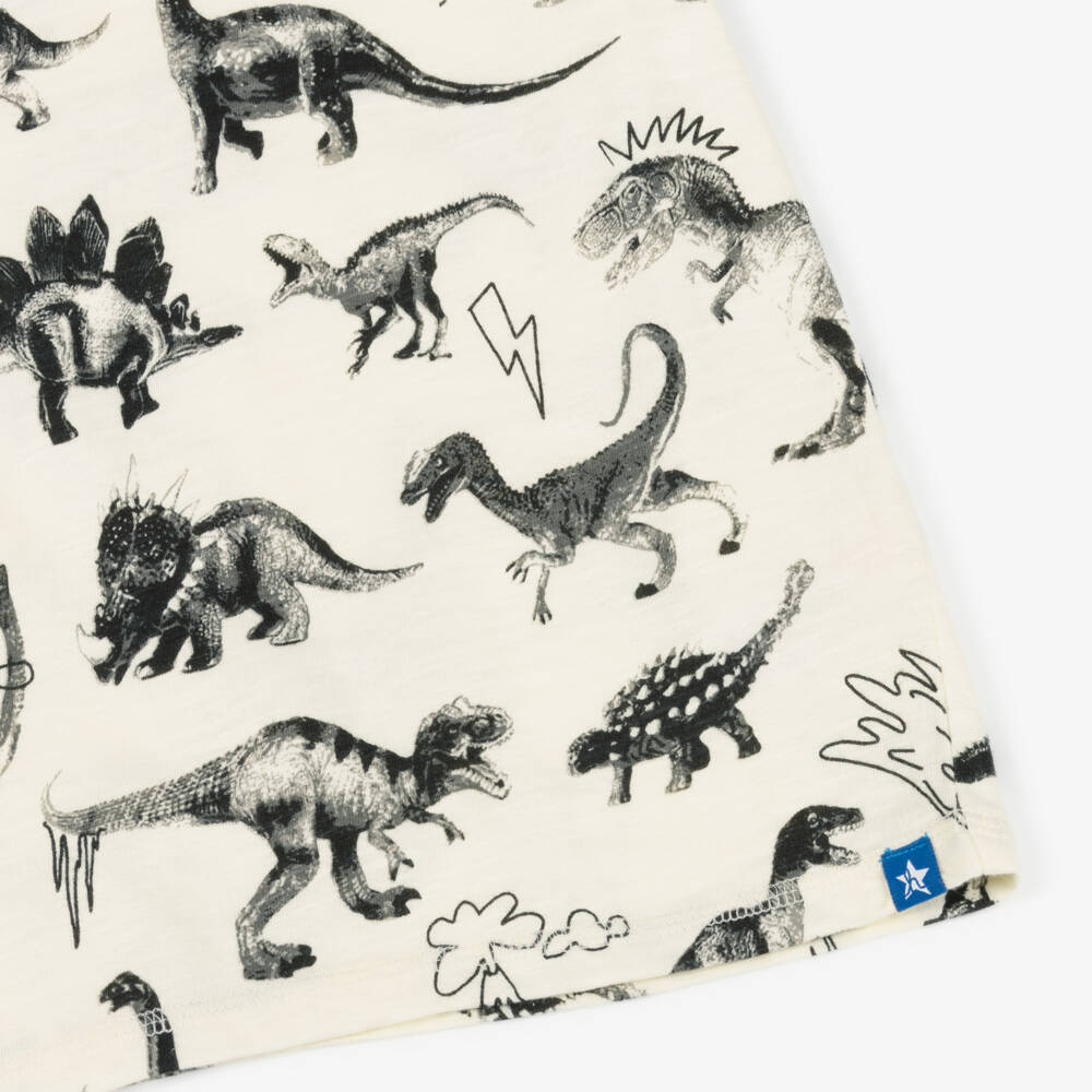 Hatley-Boys Cream & Charcoal Dino Cotton Tee | Childrensalon Outlet