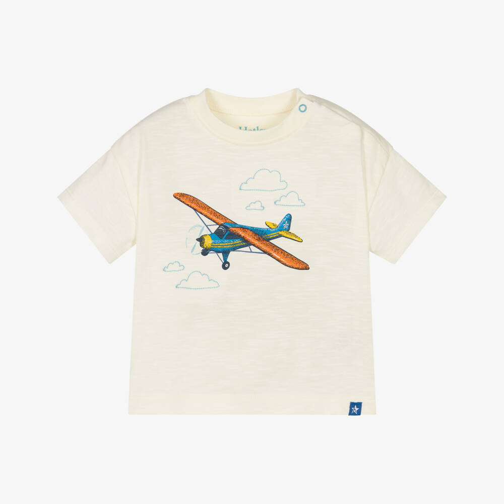 Hatley-Boys Creamy Cotton Plane Tee | Childrensalon Outlet
