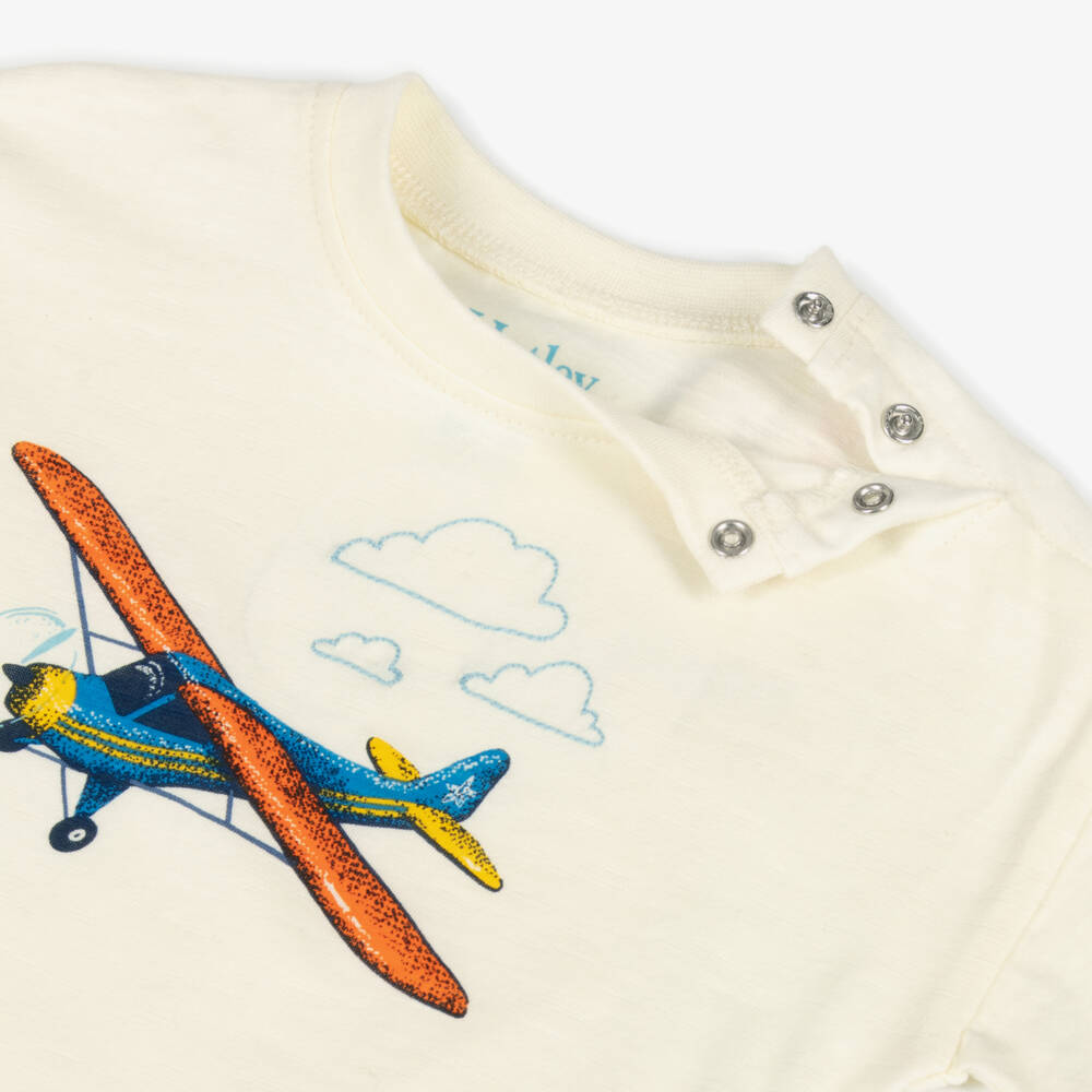 Hatley-Boys Creamy Cotton Plane Tee | Childrensalon Outlet