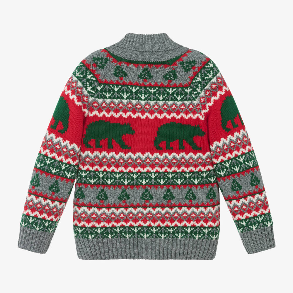 Hatley-Boys Fair Isle Grey Knit Cardigan | Childrensalon Outlet