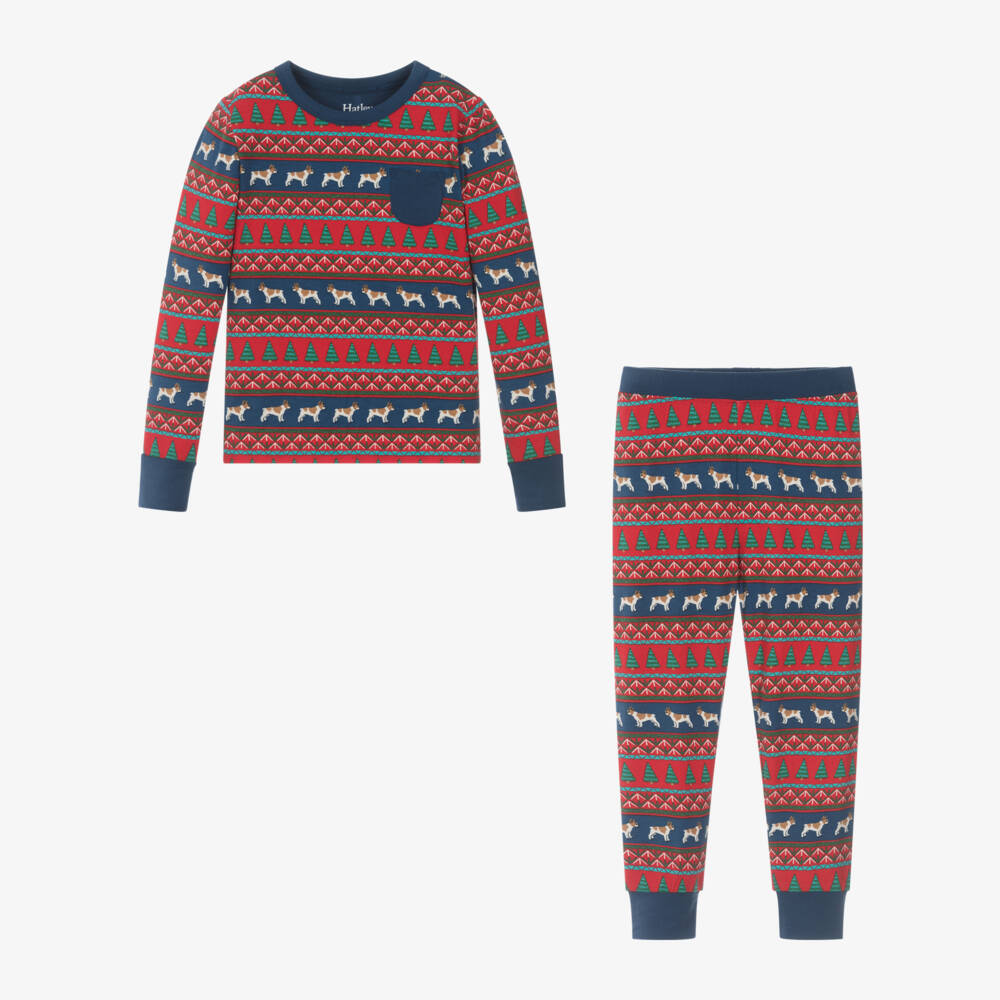Hatley-بيجاما بنقشة الكريسمس لون أزرق وأحمر | Childrensalon Outlet