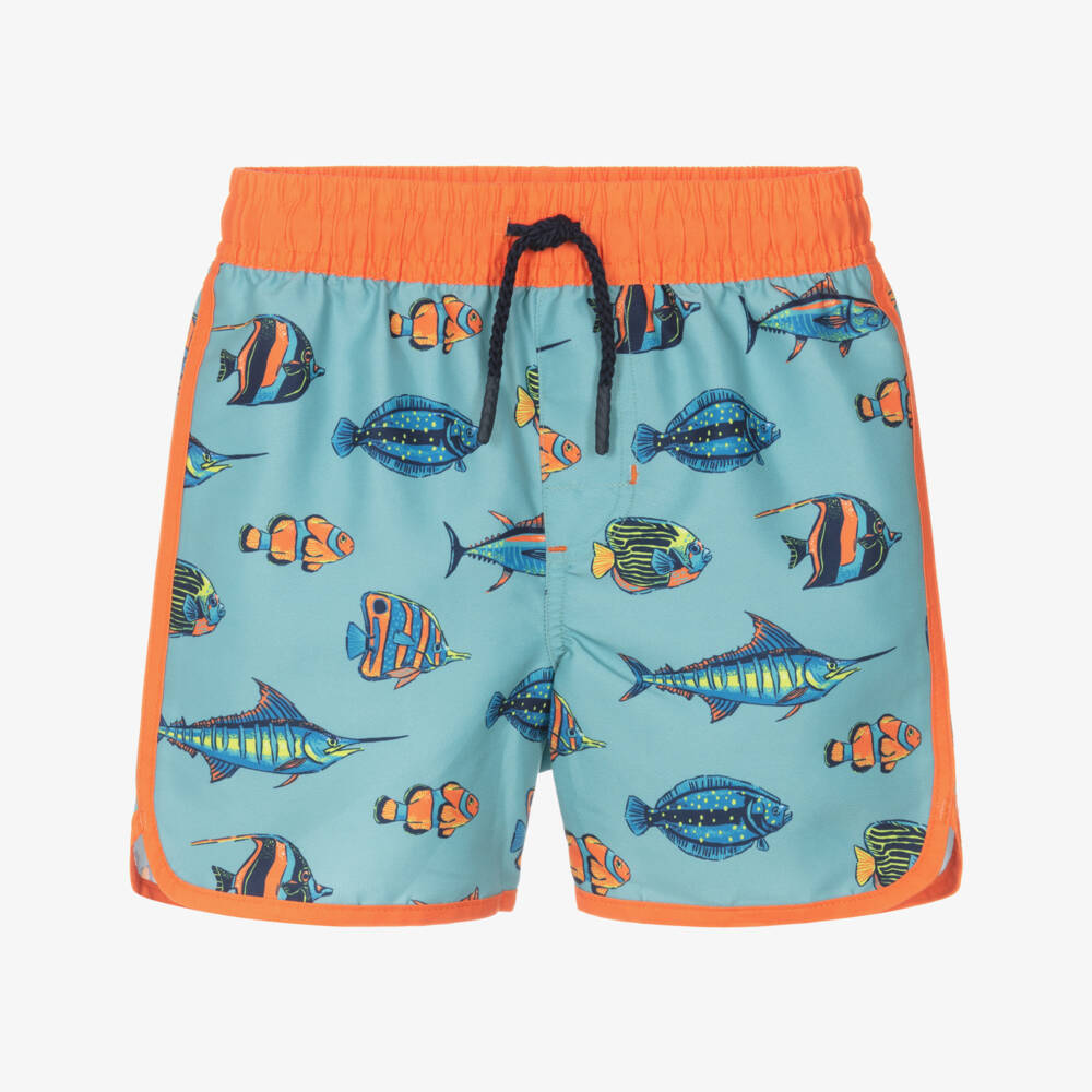Hatley-Boys Fish Patterned Blue Swimwear | Childrensalon Outlet